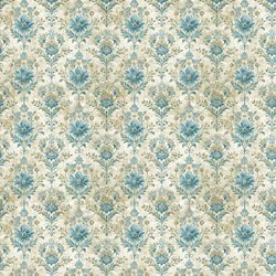 Vintage Blue Floral Wallpaper 1:12