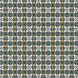 Black White Green Yellow Patterned Victorian Floor Tile 1:12