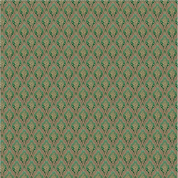 1:12 scale vintage gold floral on green wallpaper