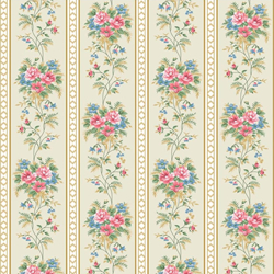1:6 scale vintage Striped Floral wallpaper